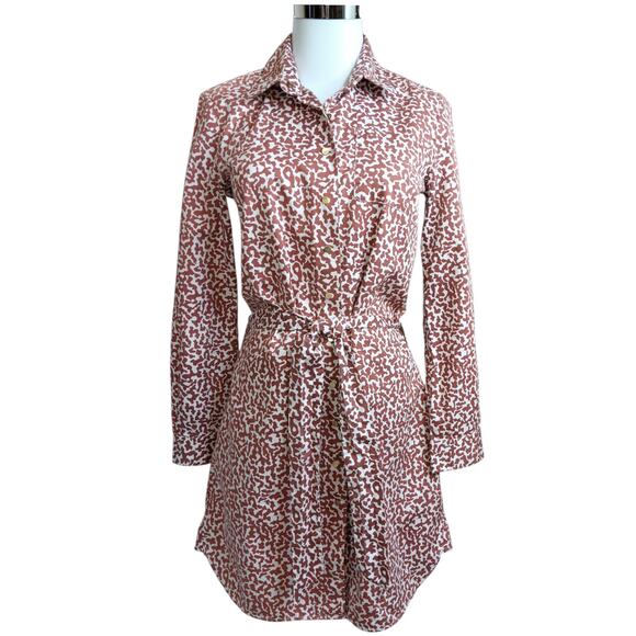 DIANE VONFURSTENBERG Laney Shirt Dress 6 Fresh Cotton Pockets Animal Print Snaps - Picture 14 of 15